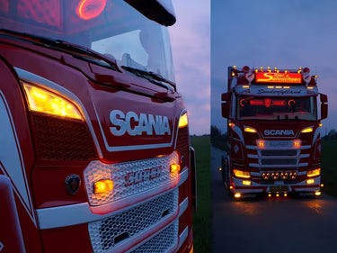 Dodatkowo światła pozycyjne LED białe/pomarańczowe do reflektorów dalekosiężnych Scania R/S 2016-2022