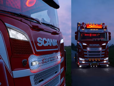 Dodatkowo światła pozycyjne LED białe/pomarańczowe do reflektorów dalekosiężnych Scania R/S 2016-2022