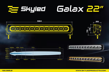 Lampa LED SKYLED GALAX 22" (584 mm) 100W - Dwukolorowe oświetlenie pozycyjne białe/pomarańczowe ECE R10/R148/R149