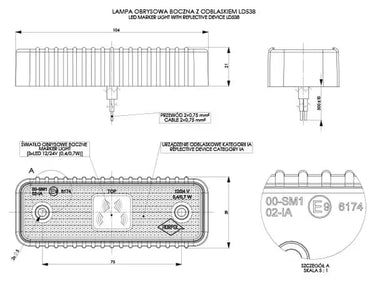 Lampa obrysowa z podkładką gumową ryflowaną LD 538