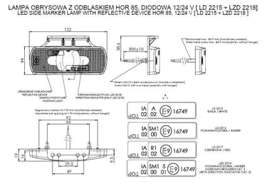 Lampa obrysowa z wieszakiem i odblaskiem LD 2221