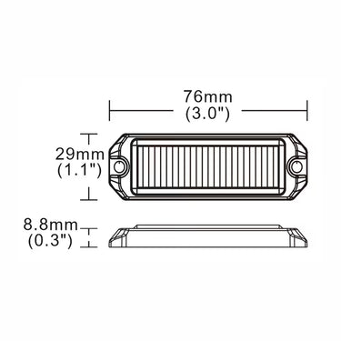 Lampa ostrzegawcza LED stroboskop SKYLED 76x29 mm pomarańczowa R10 R65 SAE