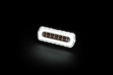 Lampa ostrzegawcza SKYLED 132x51 mm z białym światłem pozycyjnym i stroboskopem pomarańczowym