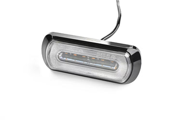 Lampa ostrzegawcza SKYLED 132x51 mm z białym światłem pozycyjnym i stroboskopem pomarańczowym