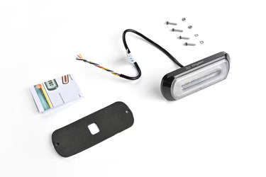 Lampa ostrzegawcza SKYLED 132x51 mm z czerwonym światłem pozycyjnym i stroboskopem pomarańczowym LED