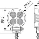 Lampa robocza LED ValueFit 12/24V, 1700lm, okrągła