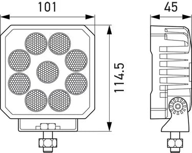 Lampa robocza LED ValueFit 12/24V, 3000lm, 9 diod, prostokątna