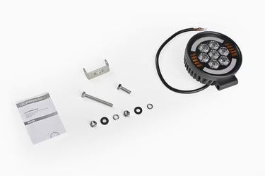 Lampa robocza SKYLED Aura C35F okrągła 9-32V 35W 3500Lm z pozycją pomarańczową/czerwoną i światłem ostrzegawczym R65