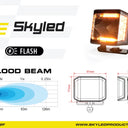 Lampa robocza LED SKYLED DARK ILLUSION FLASH QF70F 10-30V 70W z światłem ostrzegawczym R65
