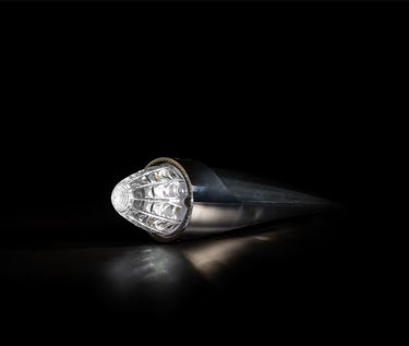 Lampa torpedo 16 LED biały klosz, zimne białe światło, 24V