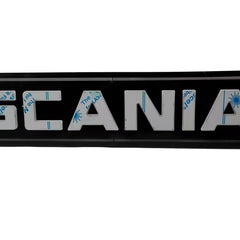 Podświetlany napis Old School SCANIA ze stali nierdzewnej - rombo czarny - białe światło LED 24V