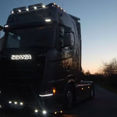 Podświetlany napis SCANIA 24V ze stali nierdzewnej - białe zimne światło LED