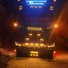 Podświetlany napis SCANIA 24V ze stali nierdzewnej - pomarańczowe światło LED