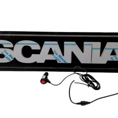 Podświetlany napis SCANIA ze stali nierdzewnej na rombie 24V LED białe zimne światło