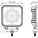 Kwadratowa lampa robocza SKYLED RED LINE 27W, 9 LED, 9-32V, 2430 Lm, IP67/69K (rozproszone) ADR Image 2