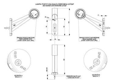 Lampa Obrysowa Biało-Czerwona na Wysięgniku Długim Ukośnym LED Image 2