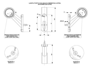 Lampa Obrysowa Biało-Czerwona na Wysięgniku Krótkim Ukośnym LED Image 2