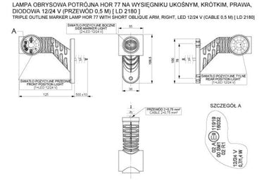 Lampa Obrysowa Potrójna na Wysięgniku Ukośnym Krótkim (Prawa) LED Image 2