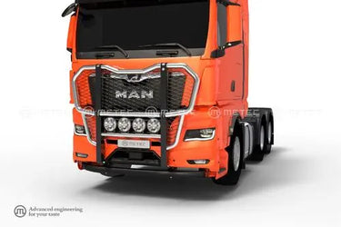 Orurowanie czołowe Outland (kangur) z uchwytami na 4 odbiorniki do MAN TGX stalowy zderzak (2020-) z homologacją R26/R61 Image 1