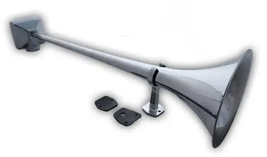 Pneumatyczny klakson HADLEY – 76 cm, okrągły, chromowane aluminium | Klasyka stylu i siła brzmienia w jednym Image 1