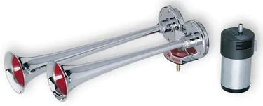 Podwójny sygnał pneumatyczny FISA Vulcan Metal z kompresorem 12V (chromowane, 31 i 38,5 cm) Image 1