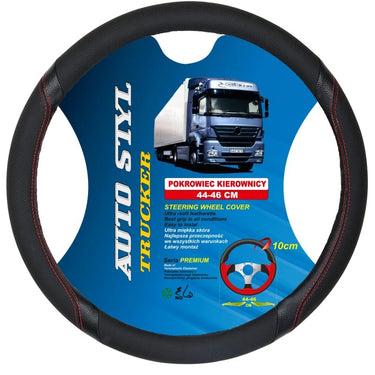 Pokrowiec kierownicy 44-46 czarny czerwona nić TIR GT SPORT Image 1