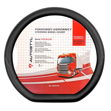 Pokrowiec kierownicy TIR czarny Club Scania G P R S Serie 7 11/2016 W GÓRĘ Image 1