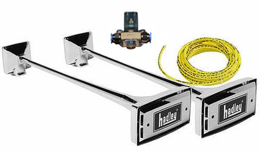 ZESTAW SYGNAŁÓW PNEUMATYCZNYCH HADLEY Z ZESTAWEM MONTAŻOWYM I ZAWOREM NA SZNUREK (CHROMOWANE, PROSTOKĄTNE, 2X74 CM) H00982H Image 1