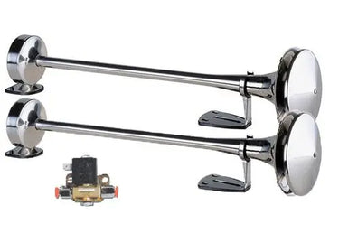 Zestaw dwóch sygnałów pneumatycznych TRUCK POWER TA150 i TA180 z zestawem montażowym i elektrozaworem BEAM 24V Image 1