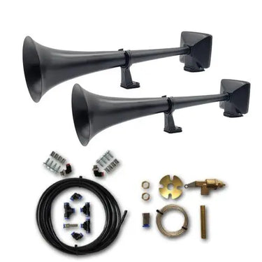 Zestaw sygnałów pneumatycznych HADLEY (2×48 cm, czarny mat) z zaworem sznurkowym i kompletem montażowym Image 1