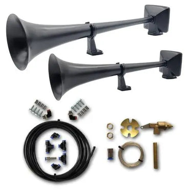 Zestaw sygnałów pneumatycznych HADLEY z zaworem na sznurek i zestawem montażowym (czarny mat, okrągłe, 48 cm i 56 cm) Image 1