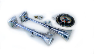 Zestaw sygnałów pneumatycznych HADLEY z zestawem montażowym i zaworem na sznurek (chromowane, okrągłe, 56 i 48 cm) Image 1