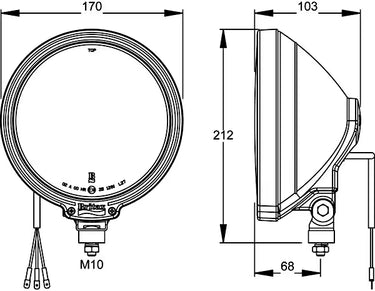 Reflektor dalekosiężny Britax 6,75" (170mm) 12V z niebieskim szkłem