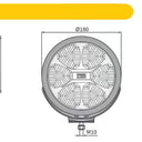 Reflektor dalekosiężny FERVOR 25 BLACK FULL LED Ø180mm 12/24V + zaślepka