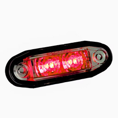 Światło obrysowe czerwone LED 77x23mm z białym kloszem i przewodem 0,5m