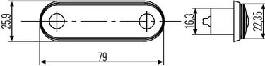 Światło obrysowe LED czerwone 79x26 mm Hella z przewodem 0,5 m