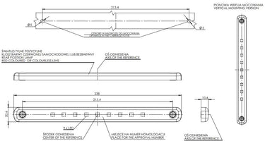 Światło pozycyjne LED czerwone 238 mm 12/24V obrysowe tylne (9 x LED)