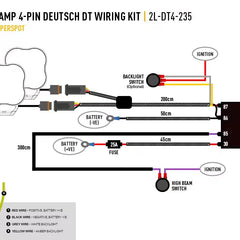 Wiązka połączeniowa 2 lamp 12V DT 4PIN Deutsch 2 m z przekaźnikiem