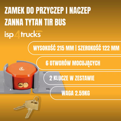 Zamek naczepy ze stali hartowanej ocynkowanej z kluczami