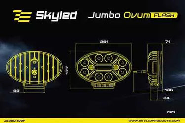 Reflektor dalekosiężny SKYLED Jumbo Ovum Flash FULL LED (82W, białe i pomarańczowe światło pozycyjne / światło ostrzegawcze R10/R65/R148/R149