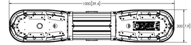 Belka ostrzegawcza LED 1000mm 24 LED 12/24V R65 pomarańczowa z białą sekcją centralną
