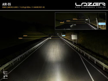 Lampa dalekosiężna LED Lazer Air-55 z homologacją ECE, 411mm, 6800 lm
