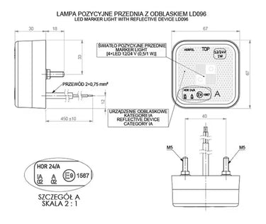 Lampa obrysowa z odblaskiem LD 096