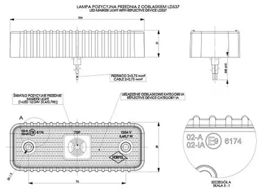 Lampa obrysowa z podkładką gumową ryflowaną LD 537