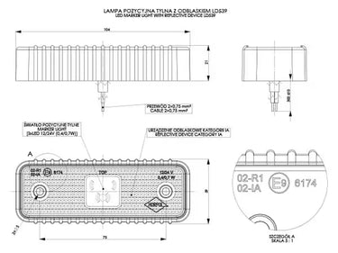 Lampa obrysowa z podkładką gumową ryflowaną LD 539
