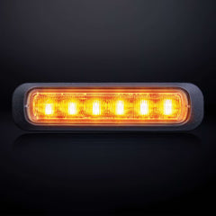 Lampa ostrzegawcza kierunkowa DARK KNIGHT 6 LED bursztynowa przydymiony klosz