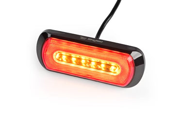 Lampa ostrzegawcza SKYLED 132x51 mm z czerwonym światłem pozycyjnym i stroboskopem pomarańczowym LED