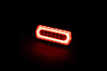 Lampa ostrzegawcza SKYLED 132x51 mm z czerwonym światłem pozycyjnym i stroboskopem pomarańczowym LED