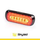Lampa ostrzegawcza SKYLED 132x51 mm z czerwonym światłem pozycyjnym i stroboskopem pomarańczowym LED