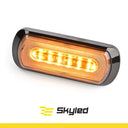 Lampa ostrzegawcza SKYLED 132x51 mm z pomarańczowym światłem stroboskopowym i pozycyjnym (6 LED) R10 R65